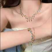 Blue Love Double-Layer Shell Necklace & Bracelet Set
